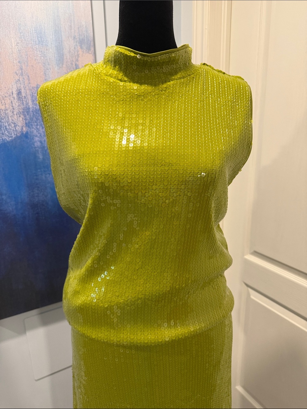 Addition Elle Chartreuse Sequin Midi Skirt + Top Set - Picture 2 of 13